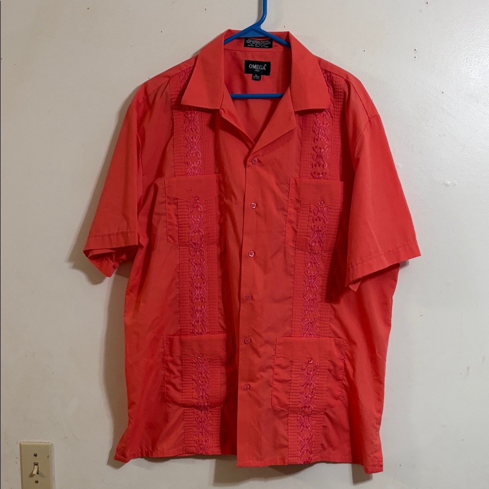 Omega Coral Men's Short Sleeve Shirt Jacket
